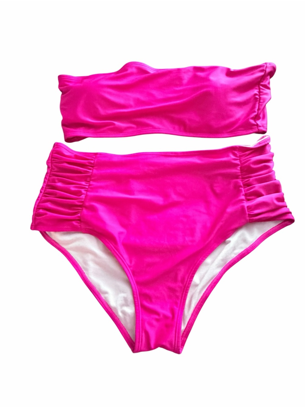 SHEIN Bright Pink Girls Two-Piece Bandeau Swimsuit